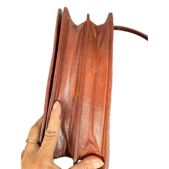 Vintage Linea Pelle Crocodile Two-Tone Hornback Embossed Leather Crossbody Bag - Picture 12 of 13